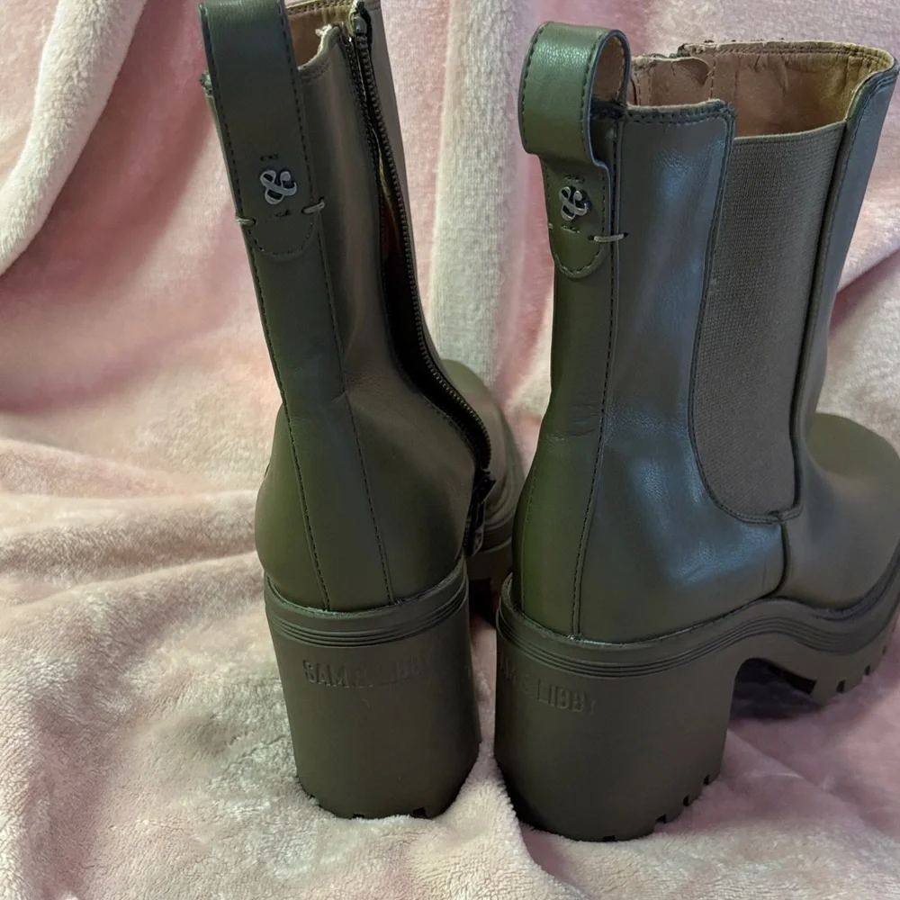 Sam & Libby Olive Heeled Ankle Boots never worn - Picture 3 of 9